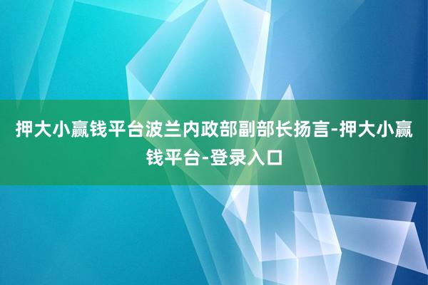 押大小赢钱平台波兰内政部副部长扬言-押大小赢钱平台-登录入口