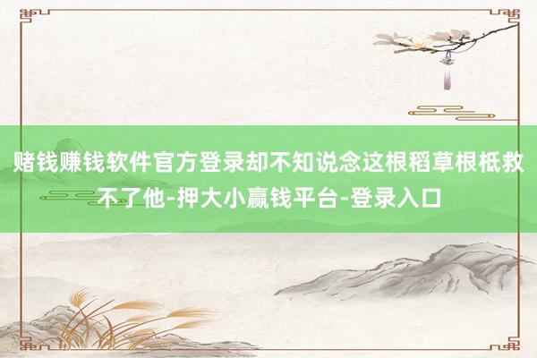 赌钱赚钱软件官方登录却不知说念这根稻草根柢救不了他-押大小赢钱平台-登录入口