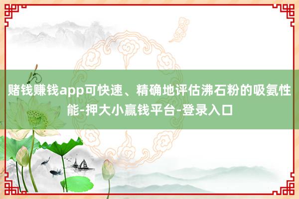 赌钱赚钱app可快速、精确地评估沸石粉的吸氨性能-押大小赢钱平台-登录入口