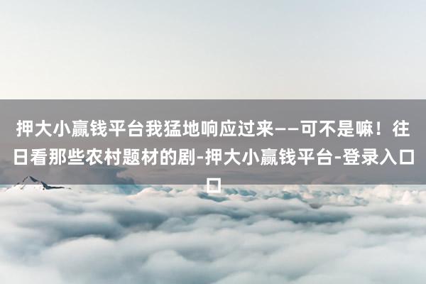 押大小赢钱平台我猛地响应过来——可不是嘛！往日看那些农村题材的剧-押大小赢钱平台-登录入口