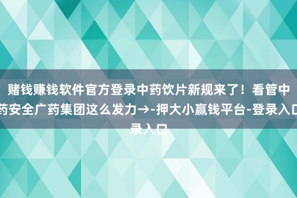 赌钱赚钱软件官方登录中药饮片新规来了！看管中药安全广药集团这么发力→-押大小赢钱平台-登录入口